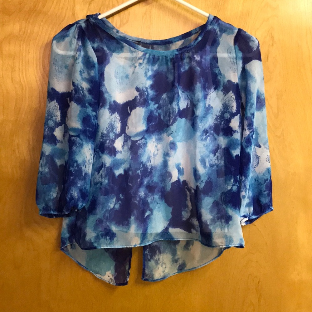 Cute Blue Silk Top